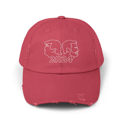 Trump Vance Line Art Distressed Cap