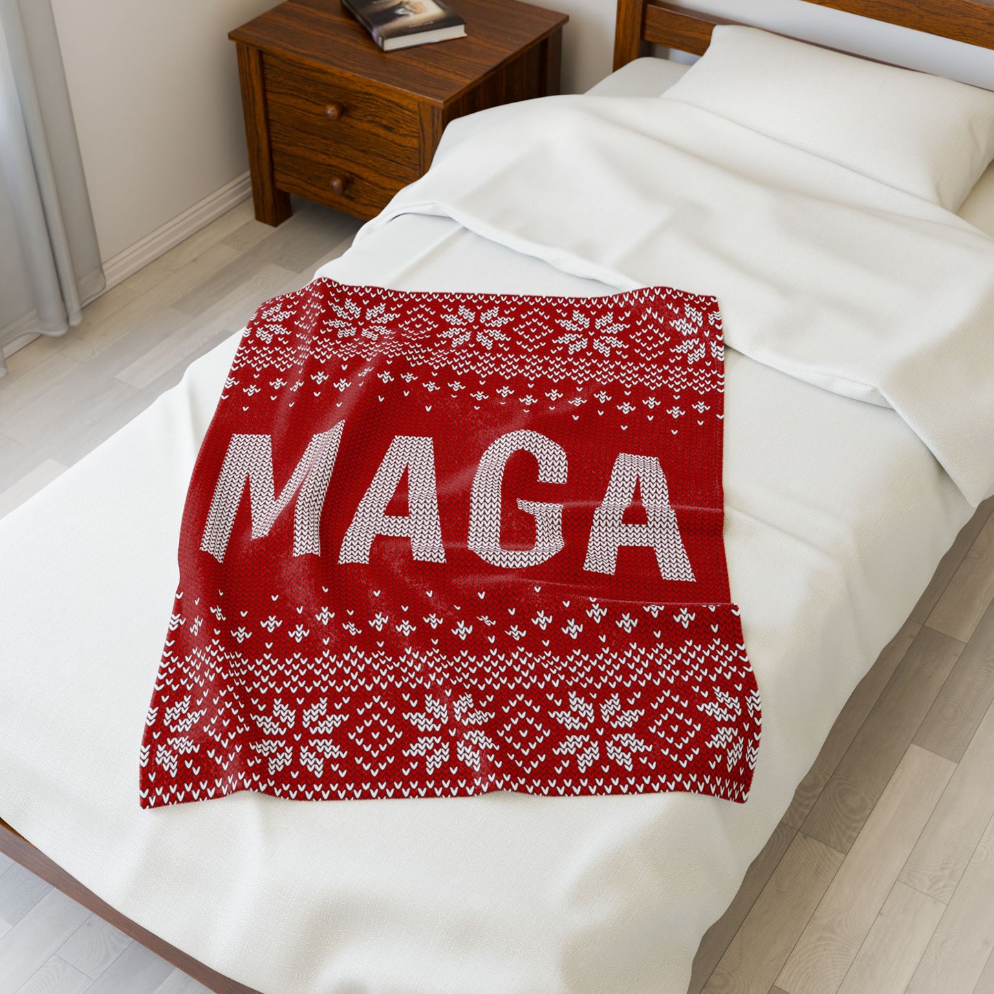 MAGA Christmas Sweater Plush Blanket