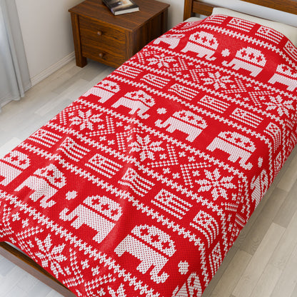 Republican Christmas Pattern Plush Blanket