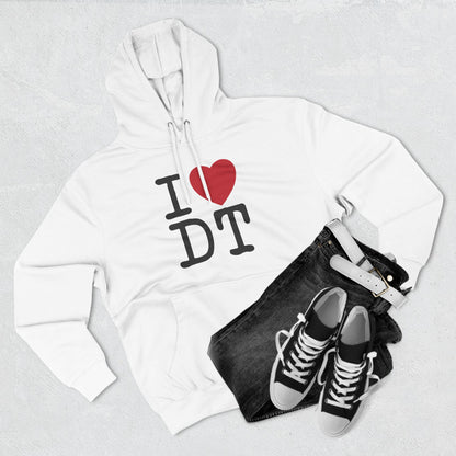 I Love DT White Fleece Hoodie