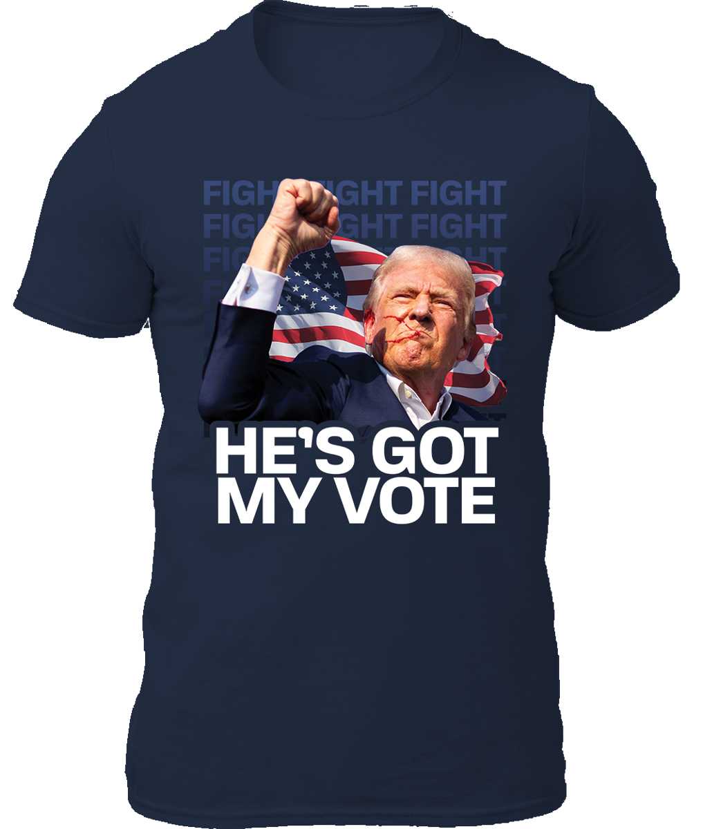 He's Got My Vote - Trump 2024 Navy Shirt