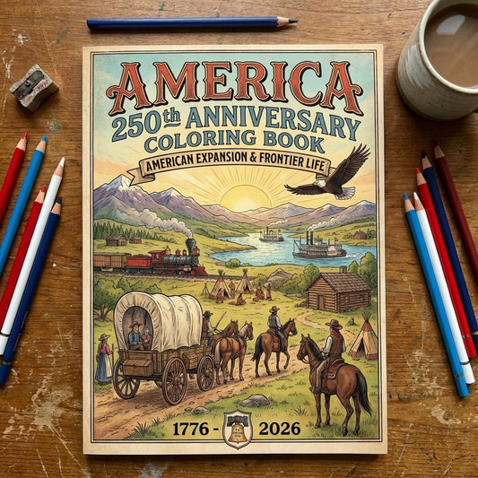America 250th Anniversary Coloring Book - American Expansion & Frontier Life