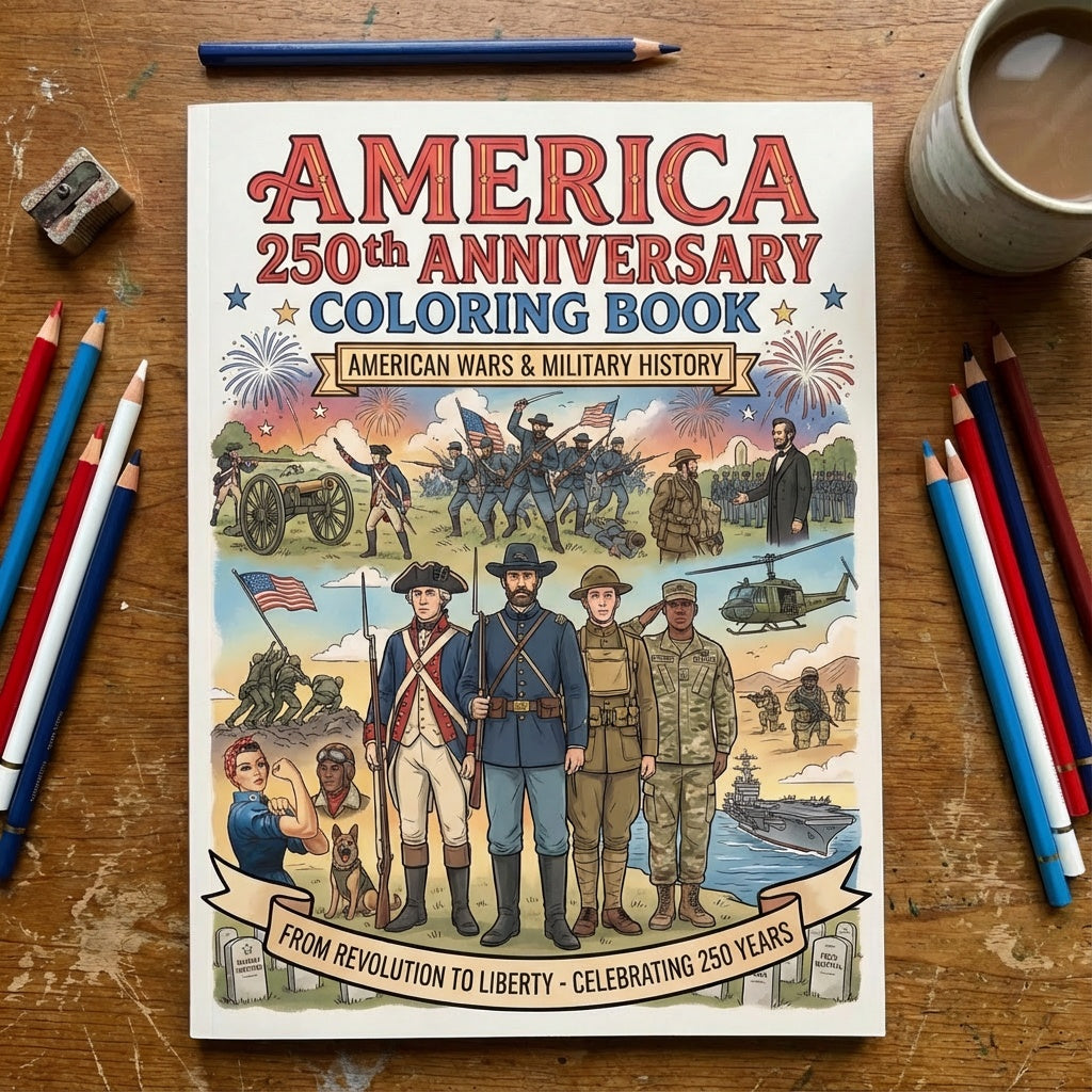 America 250th Anniversary Coloring Book - American Wars & Military History