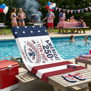 America's 250th Semiquincentennial Beach Towel – 1776–2026 Patriotic Flag Towel