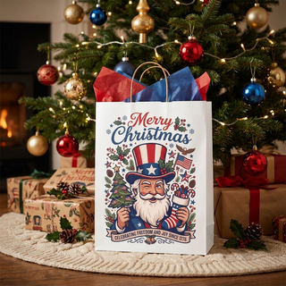 Uncle Sam Santa Christmas Gift Bag – Patriotic Holiday Paper Bag