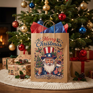 Uncle Sam Santa Christmas Gift Bag – Patriotic Holiday Paper Bag