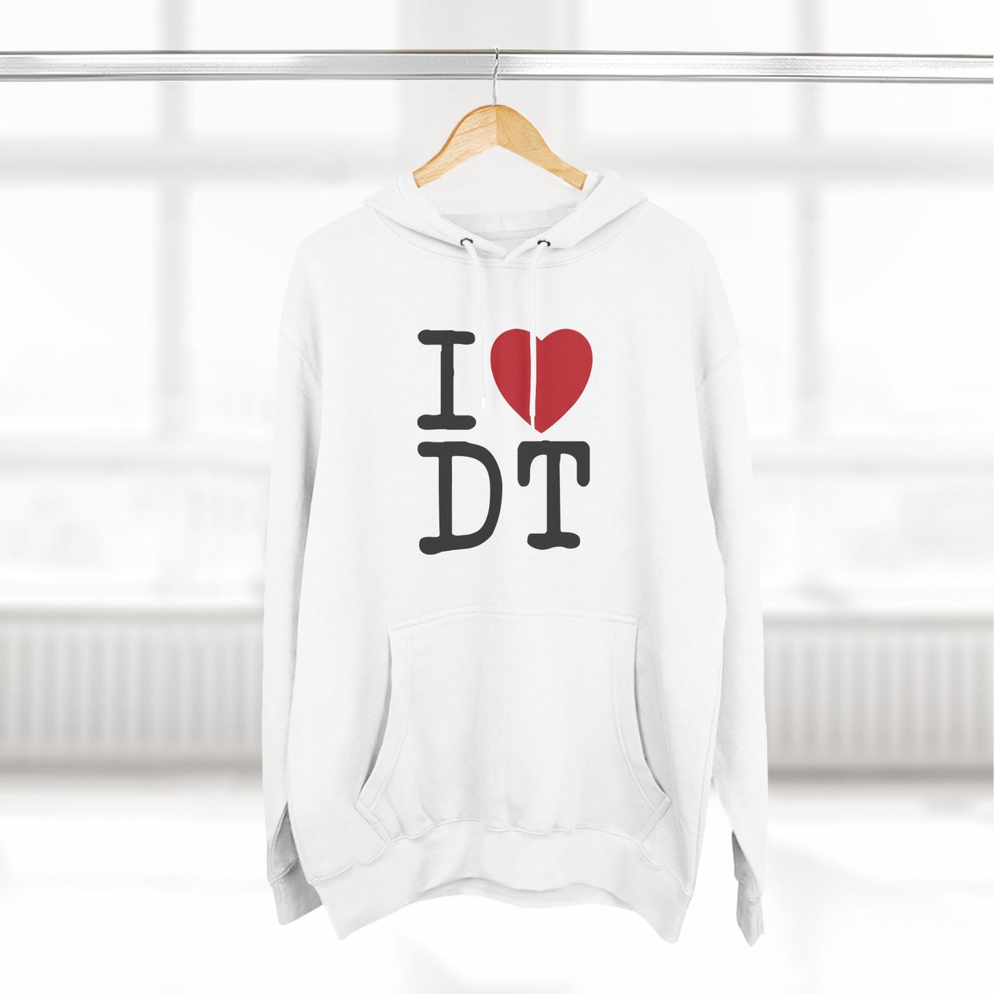 I Love DT White Fleece Hoodie