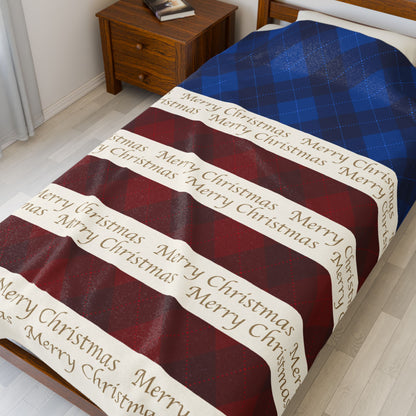 Red White Blue Christmas Plush Blanket