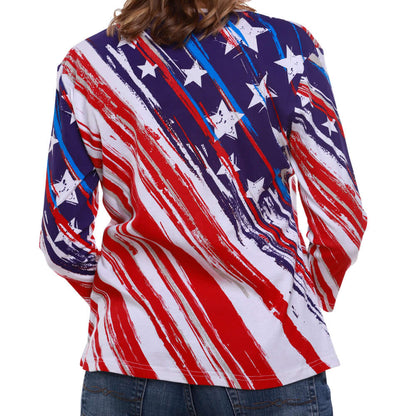 Women's Stars and Stripes American Flag 3/4 Sleeve Top