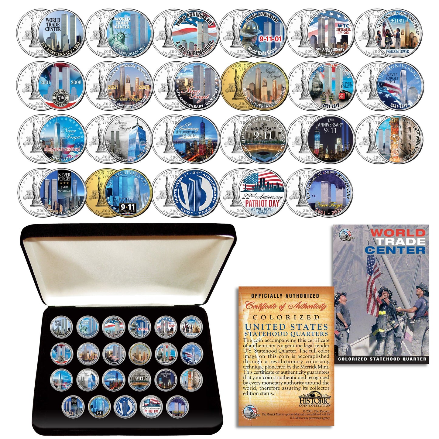 World Trade Center 9/11 23rd Anniversary US MINT NEW YORK STATE Quarters 23-Coin Set with BOX