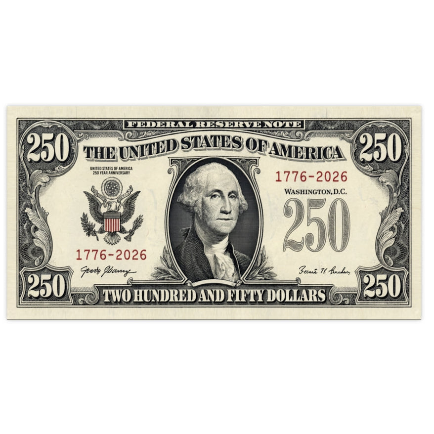 250 Vintage Bill Sticker — Patriotic Retro Money Decal (1776–2026 ...