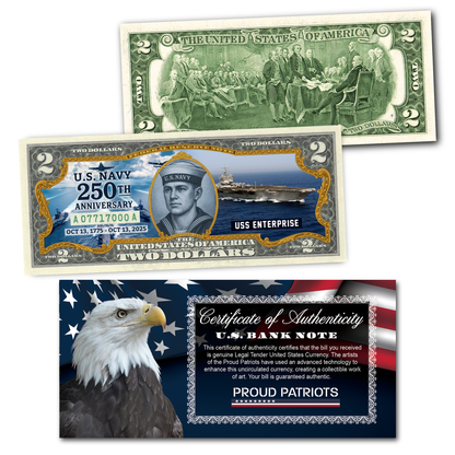 U.S. Navy 250th Anniversary $2 Bill - Genuine Legal Tender