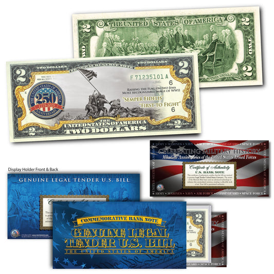 250th Anniversary Marines - Genuine Legal Tender U.S. $2 Bill