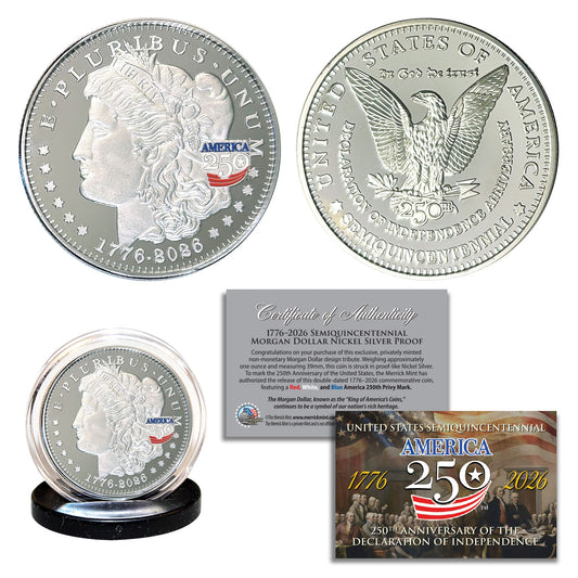America's 250th Anniversary Morgan Dollar Nickel Silver Proof Coin