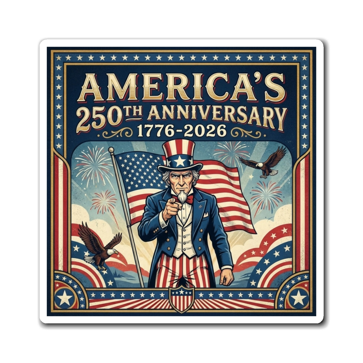 Uncle Sam - America's 250th 1776-2026 Refrigerator Magnet