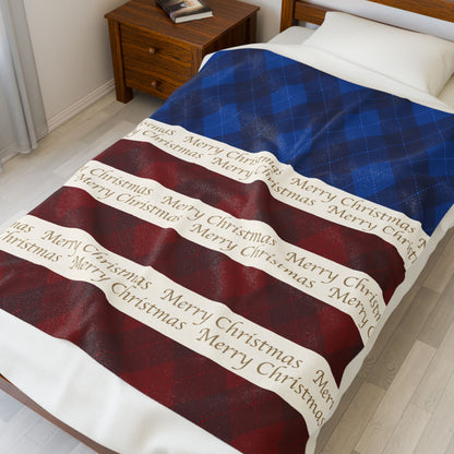 Red White Blue Christmas Plush Blanket