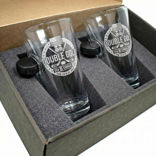 USA Hockey Double Gold - Hockey Puck Embedded Glassware