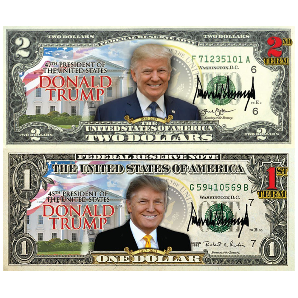 Trump 2 Bill SET - 1st & 2nd Term - Genuine Legal Tender