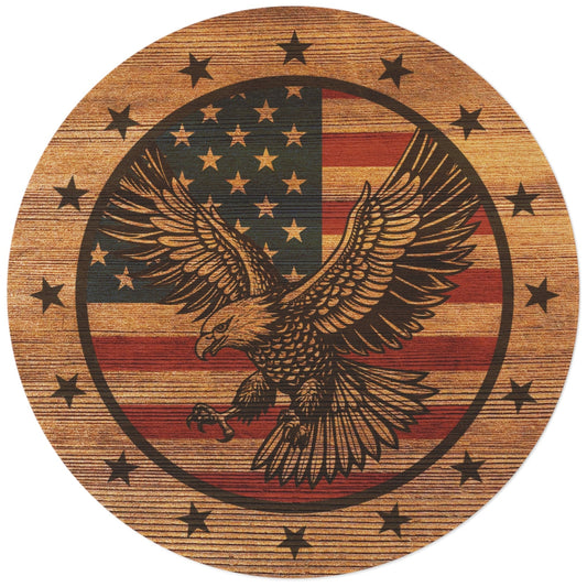 Patriotic Eagle Round Rug - Vintage American Flag Design for Home Decor