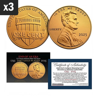 America’s Last Penny: 24KT Gold-Plated Penny (Dated 2025) with Certificate