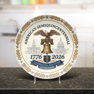 Collect All 8 America 250th Plates & Platters (Save 25%) - Stands Included