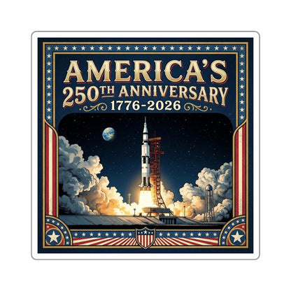 Saturn V Rocket Launch - America 250th Anniversary Square Sticker