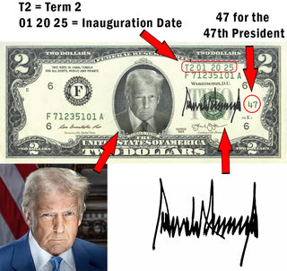47th President Donald Trump $2 Bill - Genuine Legal Tender