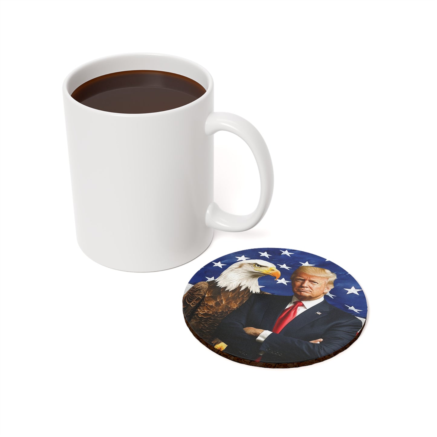 Trump Eagle and Flag Cork Back Coaster