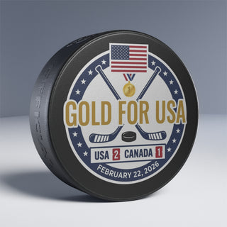 "Gold For USA" Commemorative Hockey Puck - Only 2,026 Available
