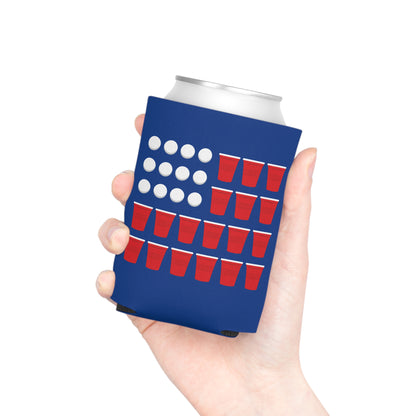 Beer Pong American Flag Can Koozie
