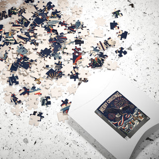 Merry Christmas 250th Celebration Eagle Fireworks Winter Village Puzzle