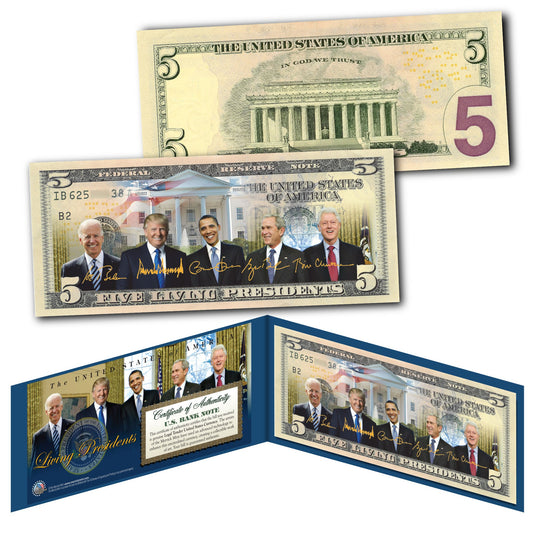 2025 - Living Presidents Genuine Legal Tender $5 Bill