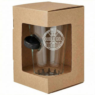 USA Hockey Double Gold - Hockey Puck Embedded Glassware