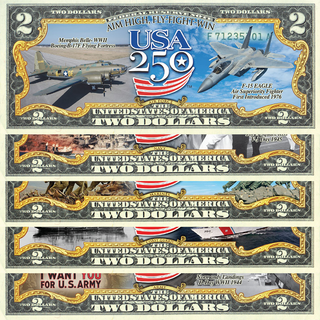 USA 250th Anniversary Military Bill Collectible $2 Bill Bundle [SAVE 10%]