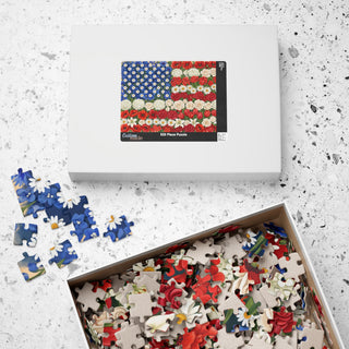 Floral American Flag Puzzle — Patriotic Flower Jigsaw (110/252/520/1014 pcs)