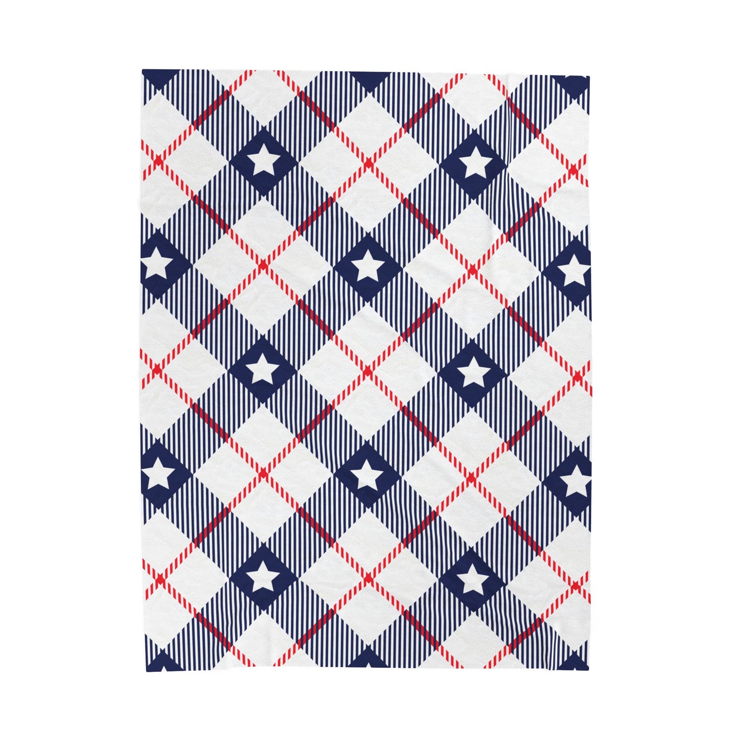 Red White Blue Plaid Pattern Plush Blanket