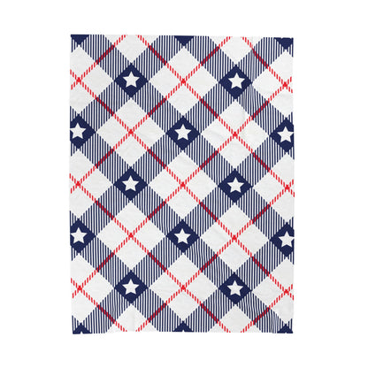 Red White Blue Plaid Pattern Plush Blanket