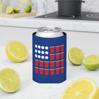 Beer Pong American Flag Can Koozie