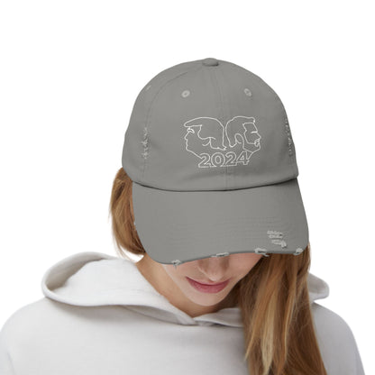 Trump Vance Line Art Distressed Cap