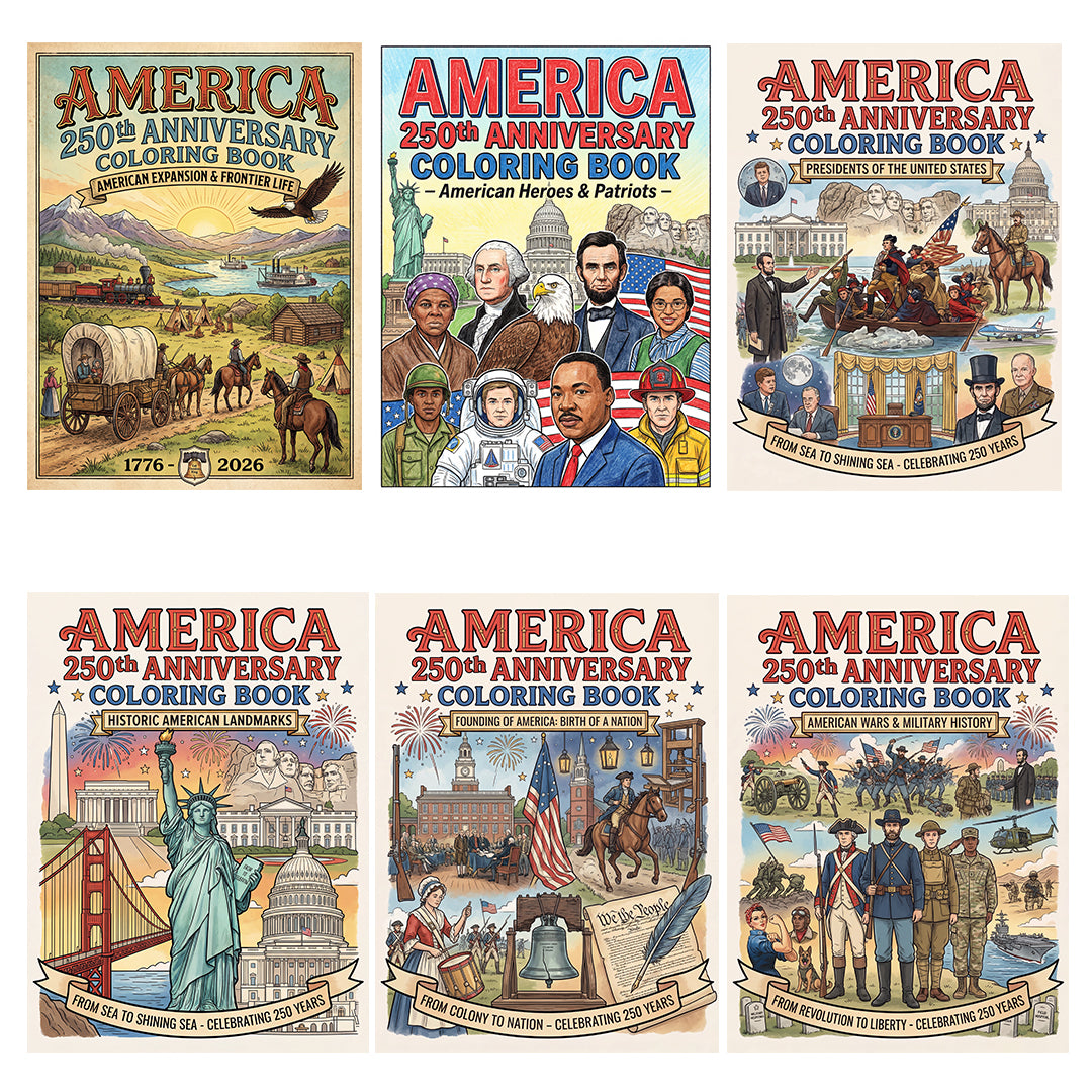 Collect All 6 America 250 Coloring Books (Save 20%)