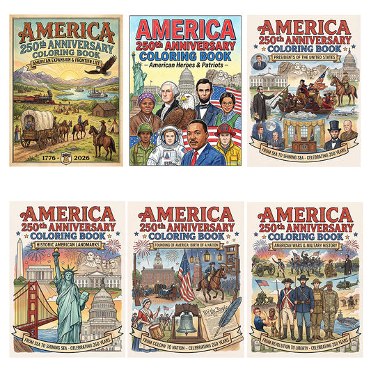 Collect All 6 America 250 Coloring Books (Save 20%)