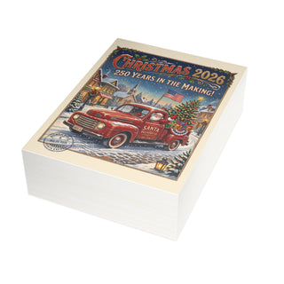"Christmas 2026, 250 Years in the Making" Santa Delivery Truck Christmas Cards (1, 10, 30, and 50pcs)