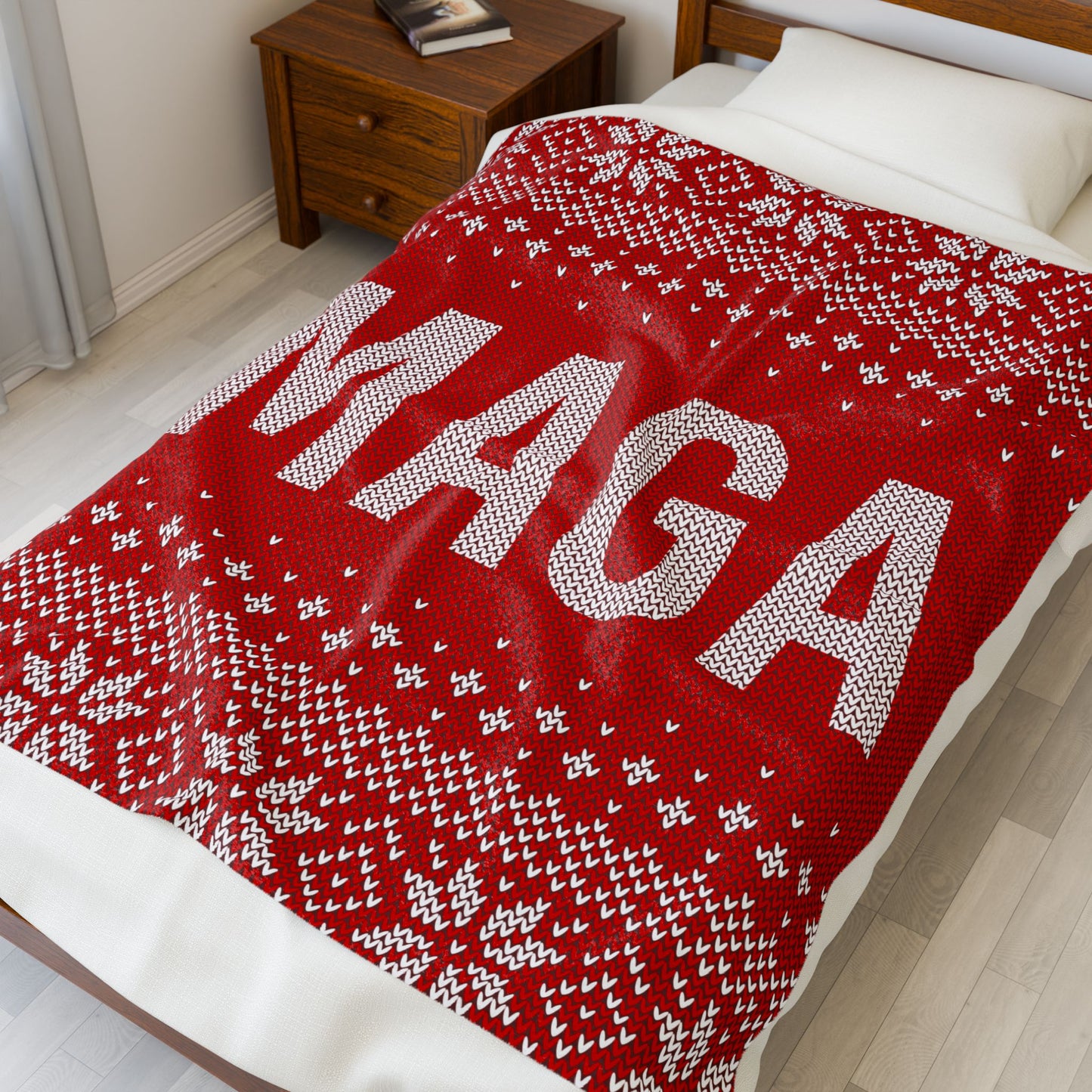 MAGA Christmas Sweater Plush Blanket