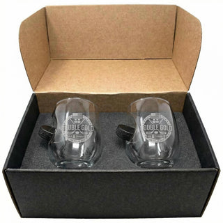 USA Hockey Double Gold - Hockey Puck Embedded Glassware