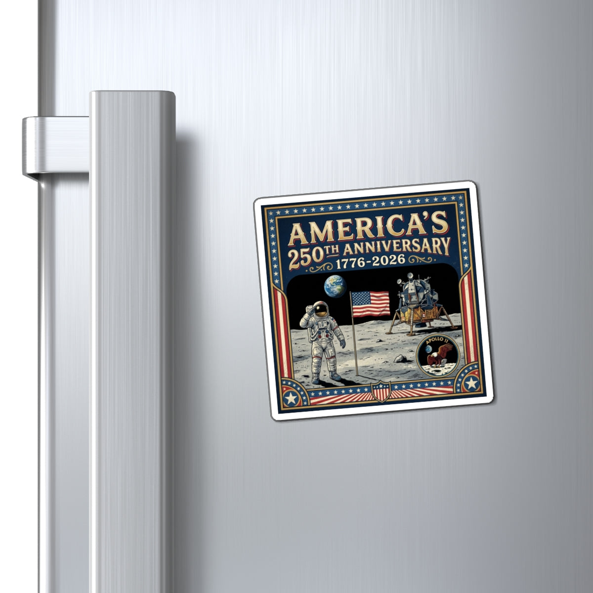 Moon Landing - America's 250th 1776-2026 Refrigerator Magnet