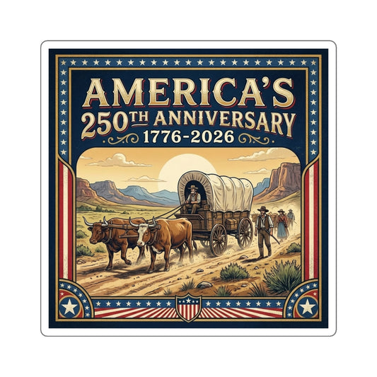 Frontier Wagon - America 250th Anniversary Square Sticker