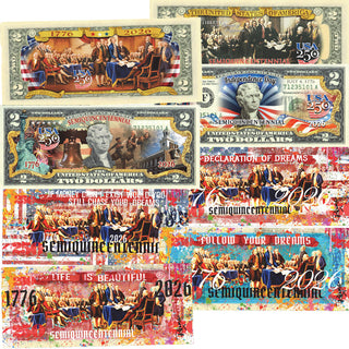 America's 250th Anniversary Collectible $2 Bills - Set of 8