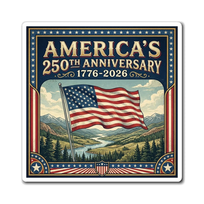 Waving Flag - America's 250th 1776-2026 Refrigerator Magnet