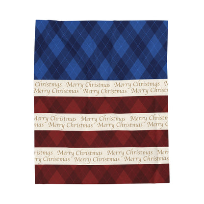 Red White Blue Christmas Plush Blanket