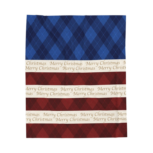 Red White Blue Christmas Plush Blanket